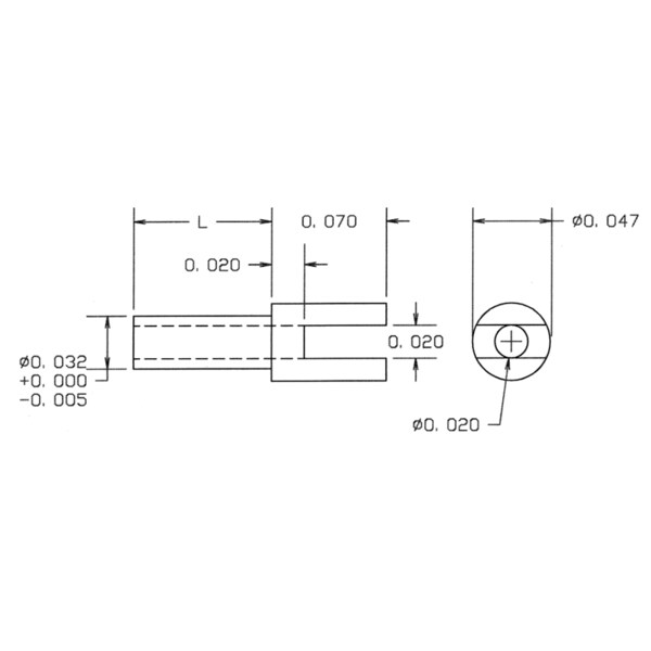 Concord Electronics COMM NON-INS THRU- SLOTTED TERM, 0.123" L, 0., 10-464-1-05-2500 10-464-1-05